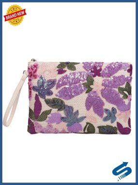 Beaded Floral Clutch Evening Bag Wristlet